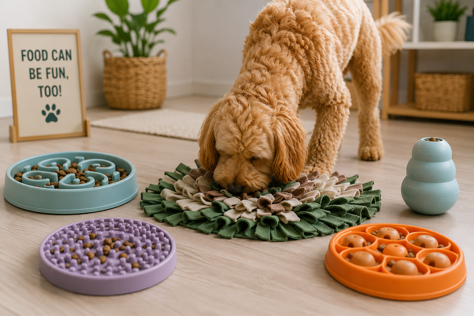 Dog using a frozen lick mat as enrichment while home alone.