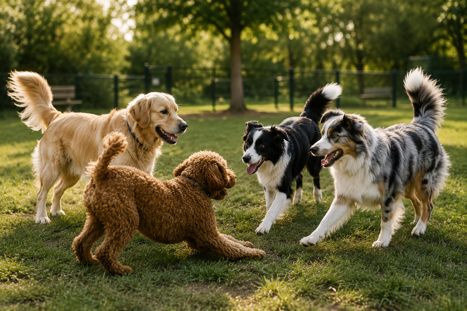 Confident dog calmly exploring a new environment while building socialization skills.
